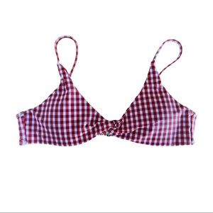 Red and white gingham bikini top